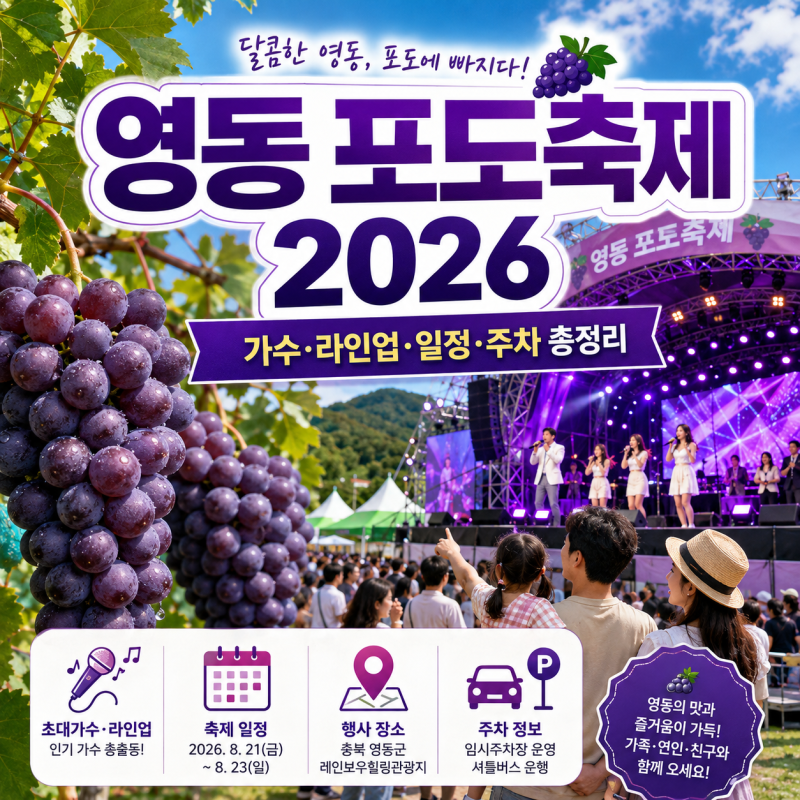 영동 포도축제 2026 가수·라인업·일정·주차·셔틀버스 총정리