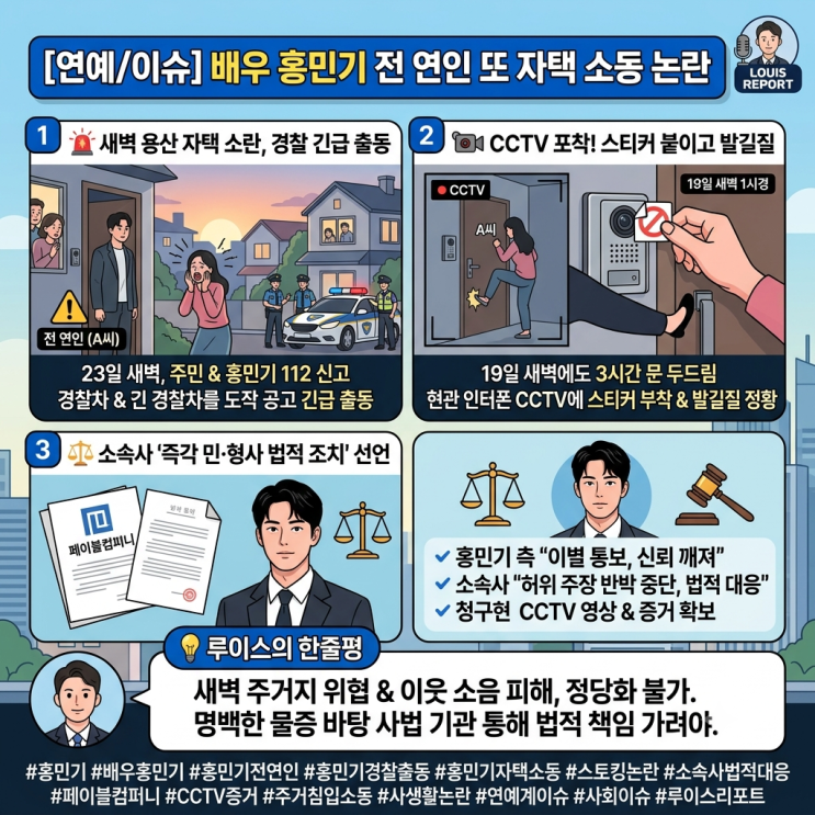 [연예/이슈] "새벽에 집 찾아와 고성방가·경찰 출동까지…" 배우 홍....