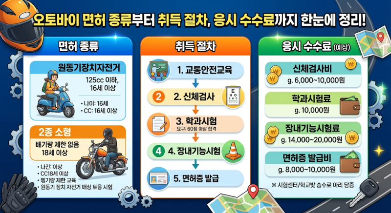 [삼정바이크]오토바이 면허 종류부터 취득 절차, 응시 수수료까지 한눈에 정리!