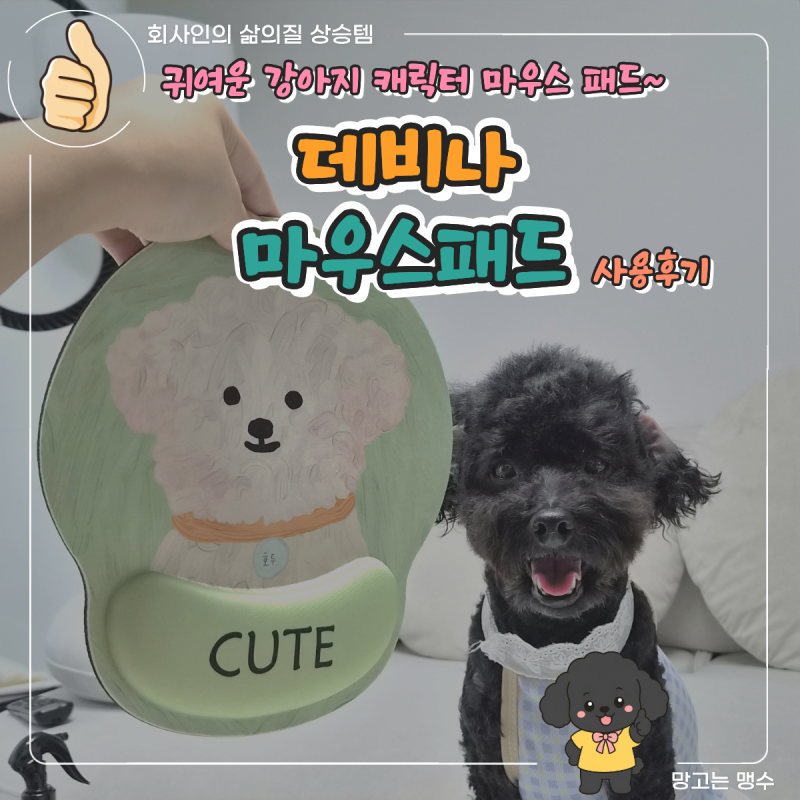 짱귀여운 강아지로 책상 꾸미기~ 손목까지 편해지는 '데비나 Little Love 마우스패드' 추천 후기