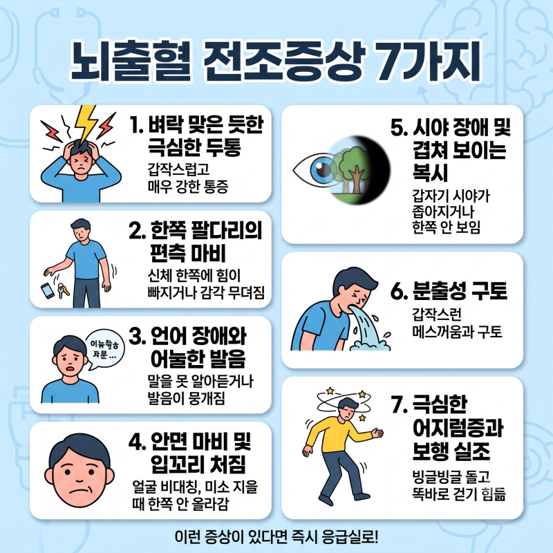 뇌출혈전조증상 7가지와 뇌출혈원인 3가지 (뇌출혈증상)
