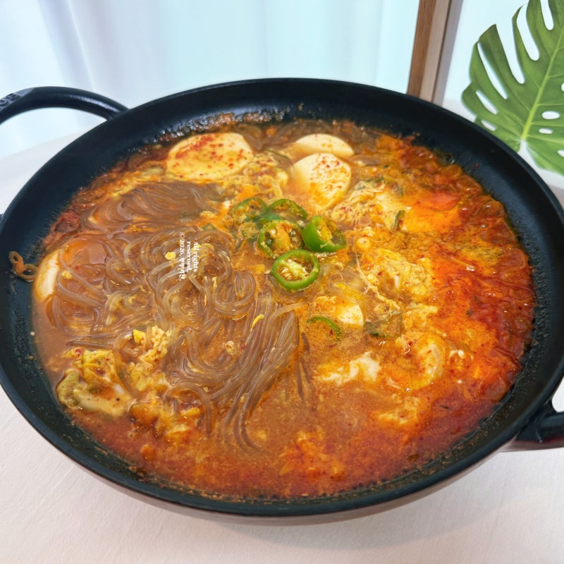 딱 5분 컷?! 얼큰 계란탕 레시피 당면 순두부 초간단 국물요리
