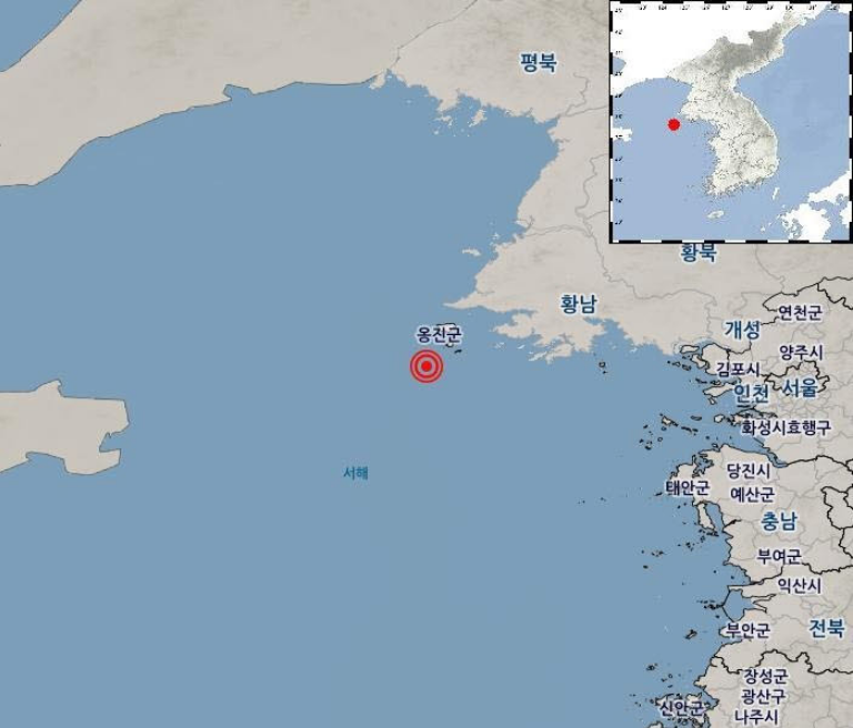 백령도 2.5 지진 인천 해역서 발생 피해 없을 듯