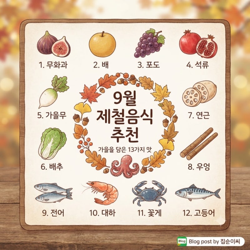 9월 제철 음식 총정리 / 여름 끝, 가을 문턱에서 챙겨 먹으면 좋은 것들