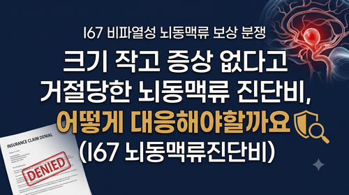 크기 작고 증상 없다고 거절당한 뇌동맥류 진단비, 어떻게 대응해야할까요(I67 뇌동맥류진단....