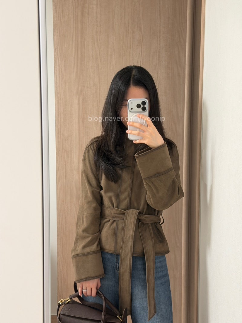 마시모두띠 Massimo dutti, 브라운 벨티드 스웨이드 레더 자켓 사이즈