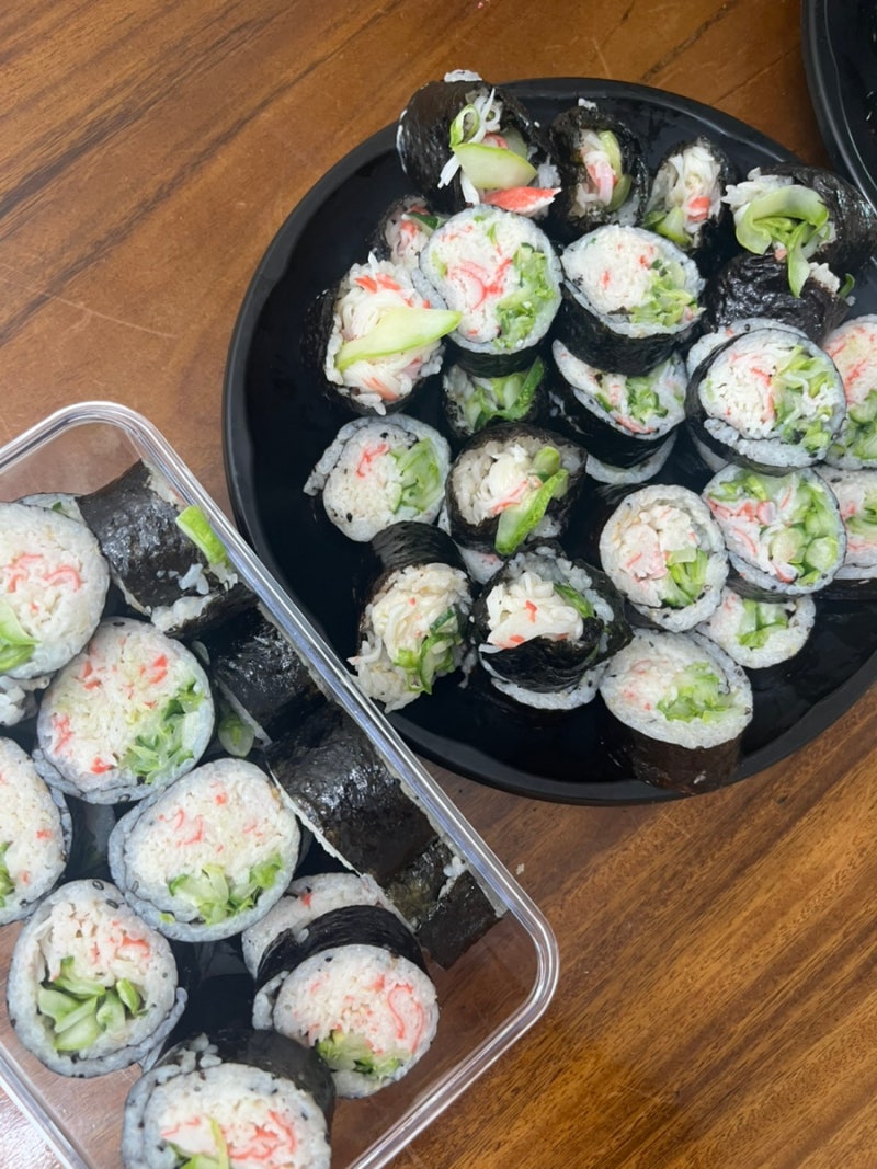 다이어트 요리 | 다이어트 크래미오이 김밥 만들기 김치참치치즈 김밥 만들기 도시락 레시피