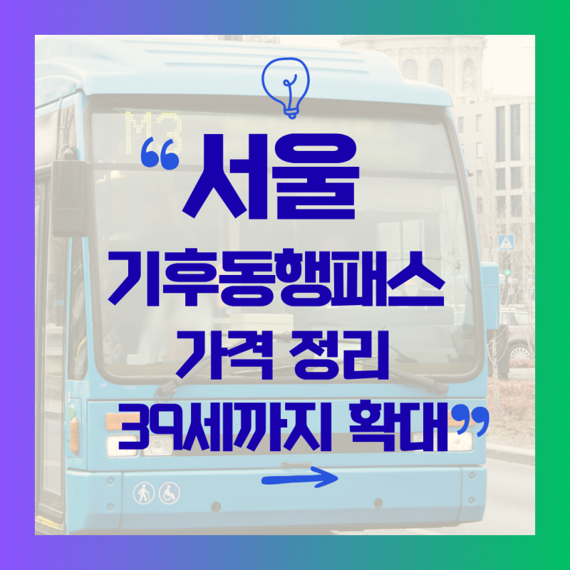 서울 기후동행패스 가격 62000원 55000원 정리, 청년 39세까지 확대,기후동행카드 종료 후 무엇....