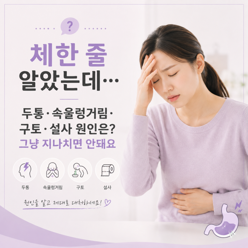 "체한 줄 알았는데..." 두통속울렁거림 구토 설사 원인은? 그냥 지나치면 안돼요