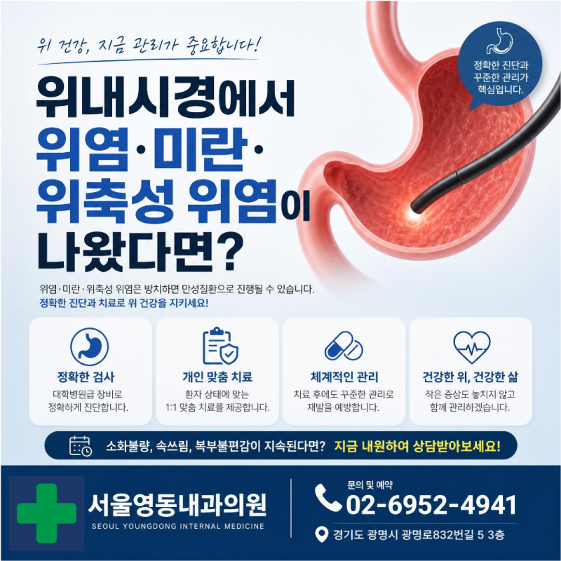 위내시경에서 위염·미란·위축성 위염이 나왔다면? 검사 결과 제대로 이해하기!