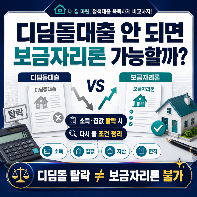 디딤돌대출 안 되면 보금자리론 가능할까? 소득·집값 때문에 탈락했다면