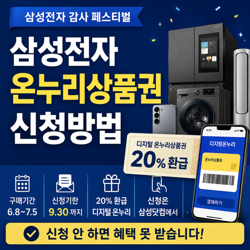 삼성전자 온누리상품권 신청방법, 20% 환급·지급일·사용기간까지 총정리