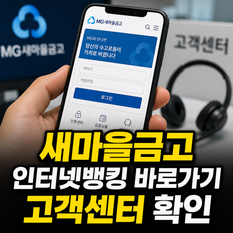 새마을금고 공식 홈페이지 바로가기 인터넷뱅킹 MG더뱅킹 고객센터 전화번호