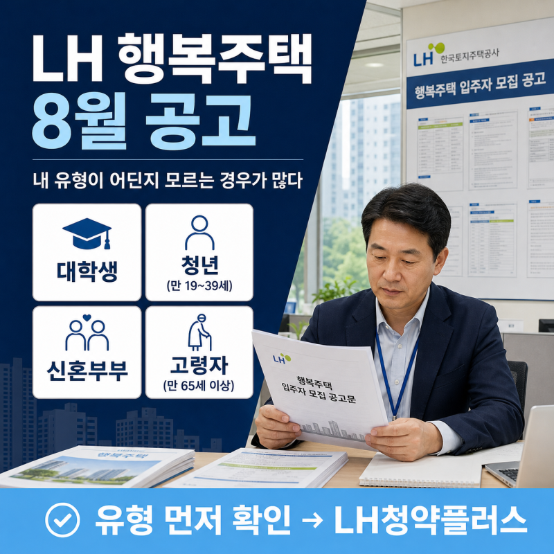 LH 행복주택 2026년 8월 공고 — 내가 해당되는 유형인지 모르는 경우가 많다
