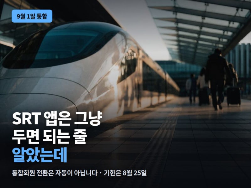 "SRT 앱은 그냥 두면 되는 줄 알았는데" 8월 25일까지 안 누르면 멈추는 것