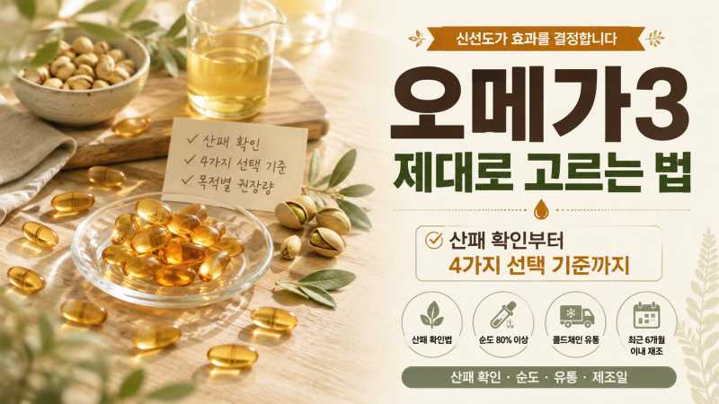 오메가3 제대로 고르는 법: 산패 확인법, 4가지 선택 기준 및 목적별 권장 섭취량 총정리