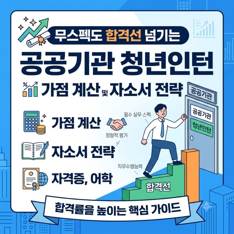 무스펙도 합격선 넘기는 공공기관 청년인턴 가점 계산 및 자소서 전략