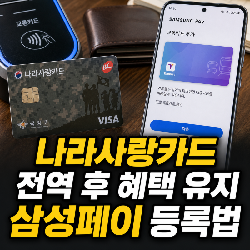 나라사랑카드 전역 후에도 혜택 유지와 삼성페이 교통카드 등록법