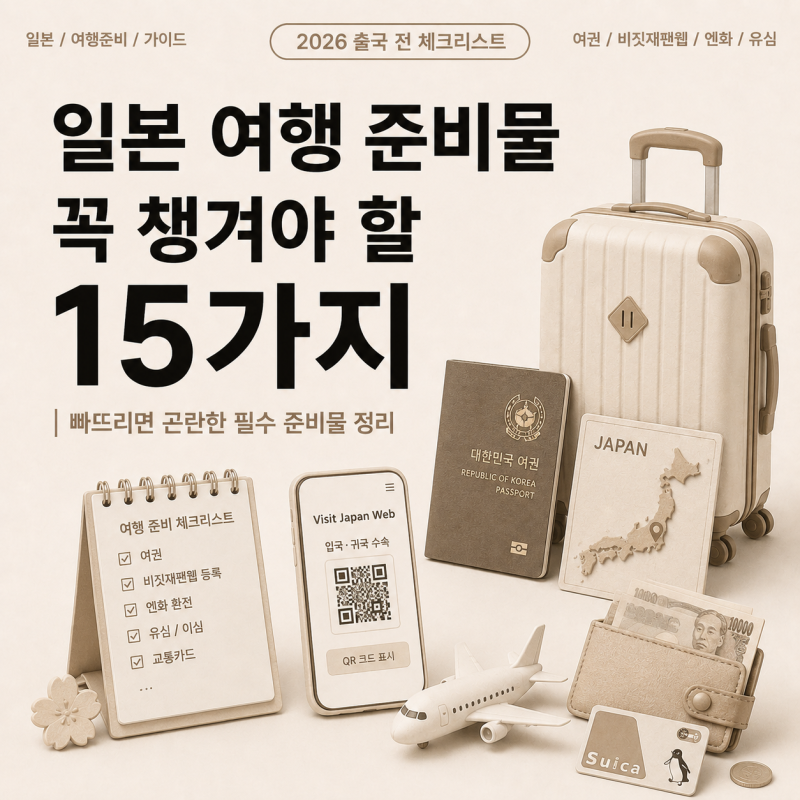 일본 여행 준비물 꼭 챙겨야 할 것 15가지｜2026 출국 전 체크리스트