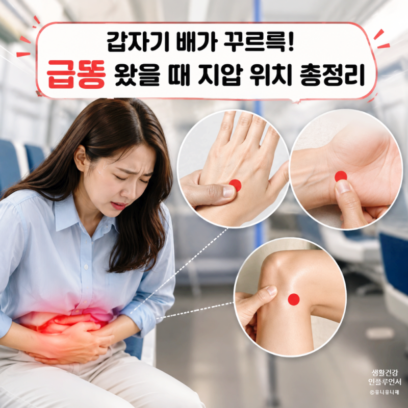 갑자기 배 아플때 대처법, 설사 신호 왔을 때 급똥 혈자리 지압 위치