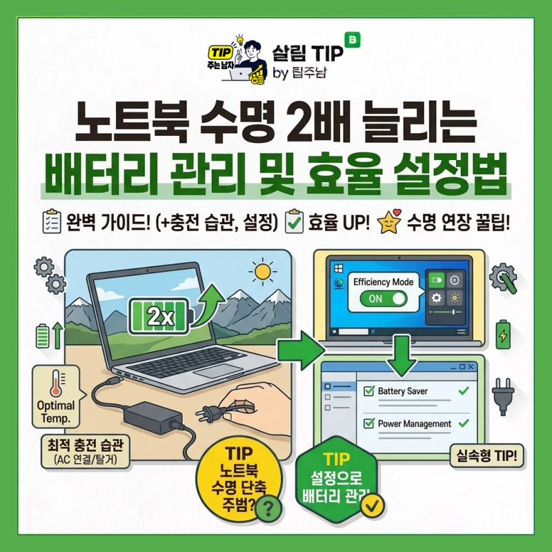 노트북 수명 2배 늘리는 배터리 관리 및 효율 설정법