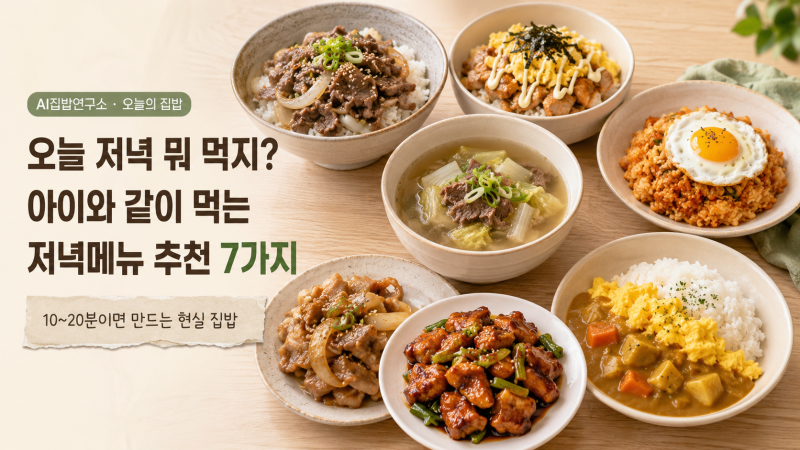 오늘 저녁 뭐 먹지? 아이와 같이 먹는 저녁메뉴 추천 7가지