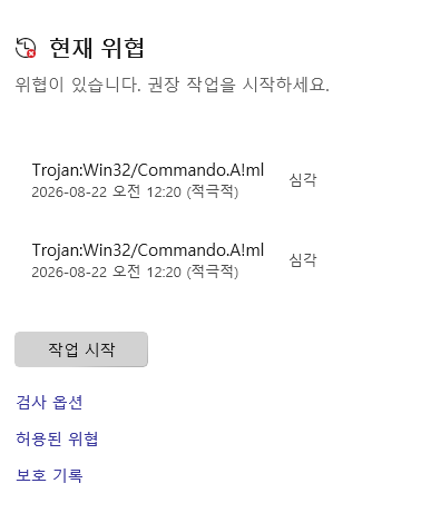 Trojan:Win32/Commando.A!ml 트로이목마 해결한 방법