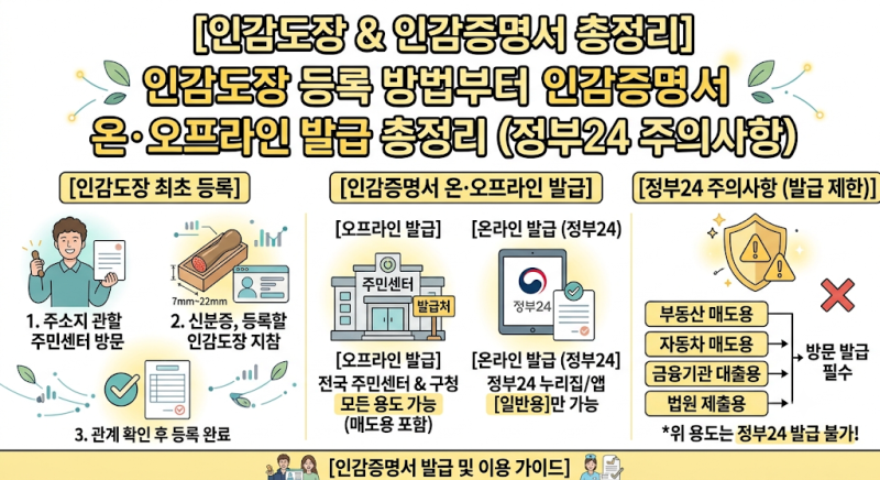 인감도장 등록 방법부터 인감증명서 온·오프라인 발급 총정리 (정부24 주의사항)