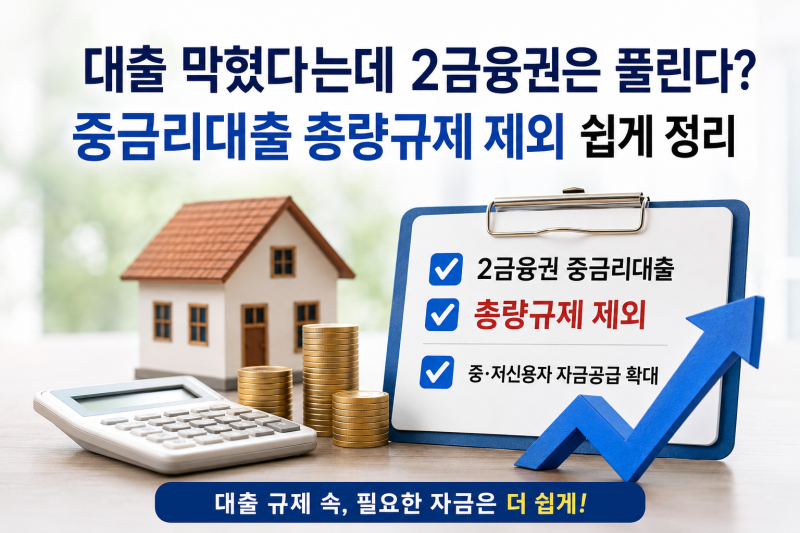 대출 막혔다는데 2금융권은 풀린다? 중금리 대출 총량규제 제외 쉽게 정리