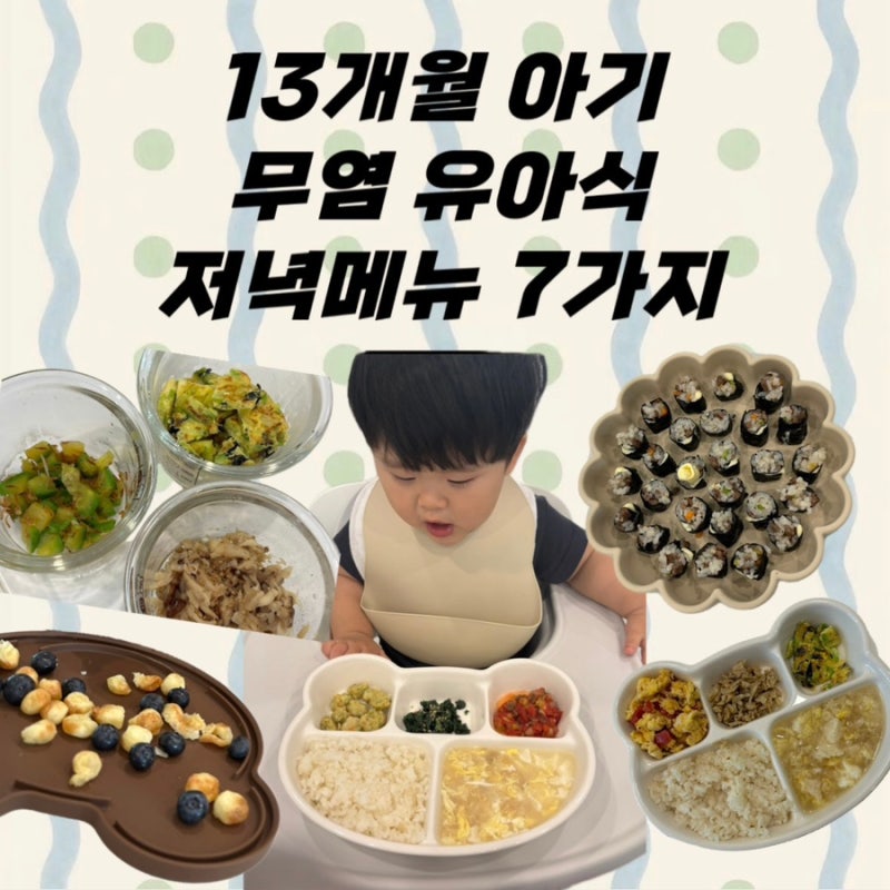 13개월 아기 저녁밥 7가지｜돌아기 무염 유아식 일주일 식단 ｡・* ੈ