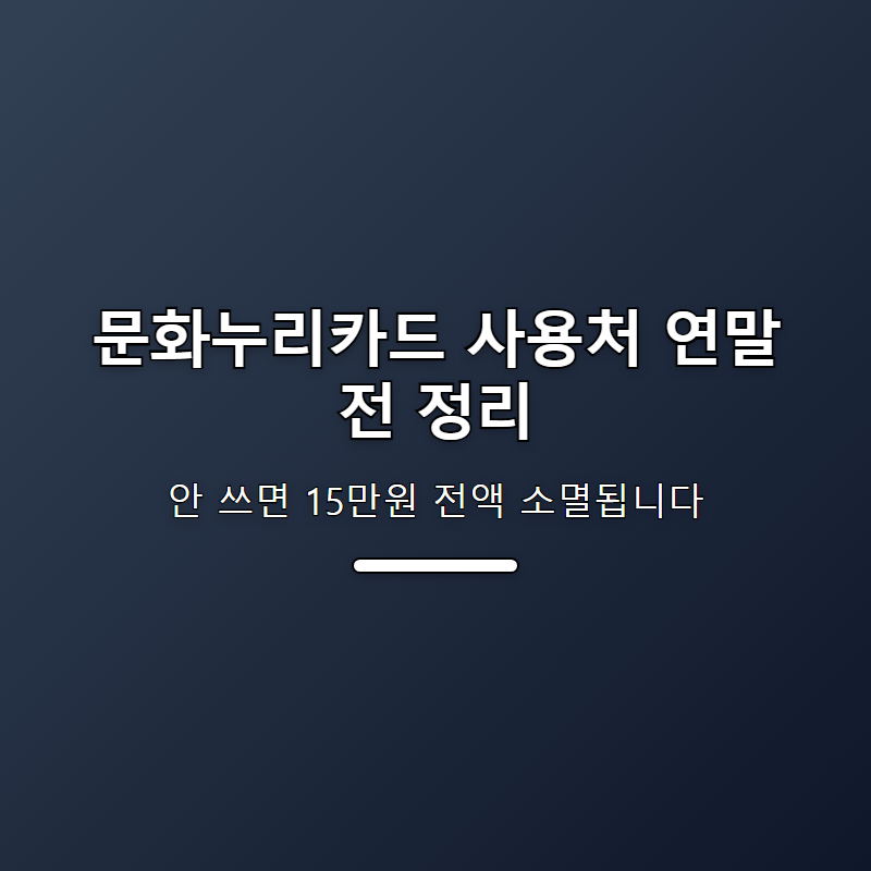문화누리카드 사용처, 연말 전에 15만원 다 쓰는 법