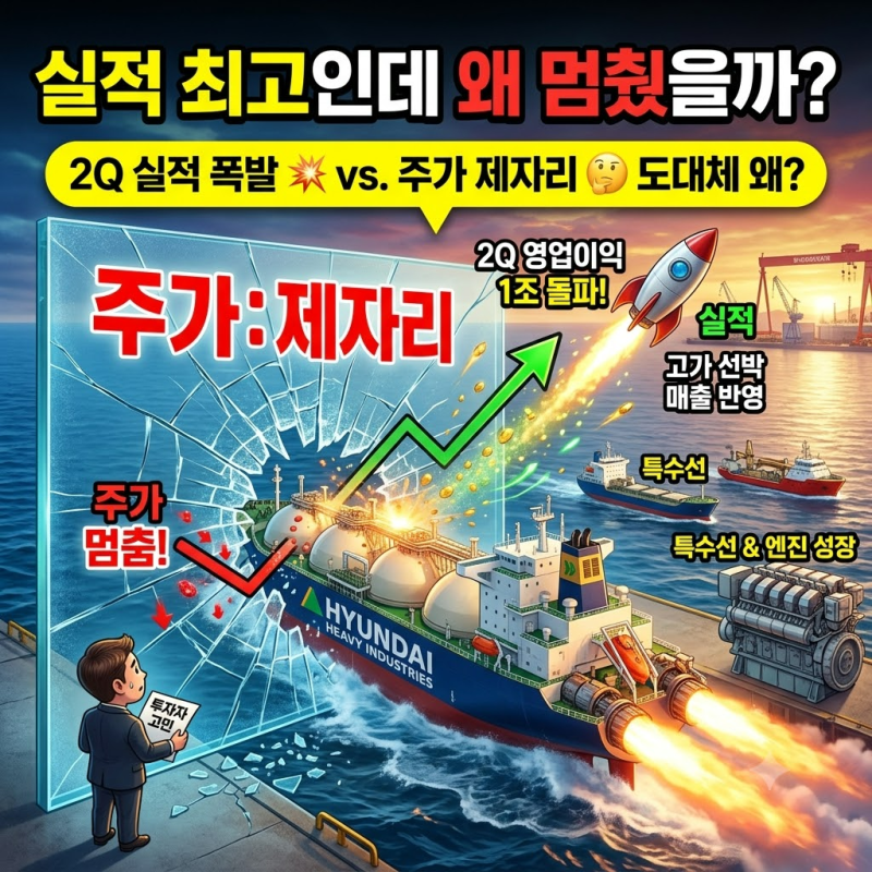 HD현대중공업 주가, 실적은 최고인데 왜 멈췄을까
