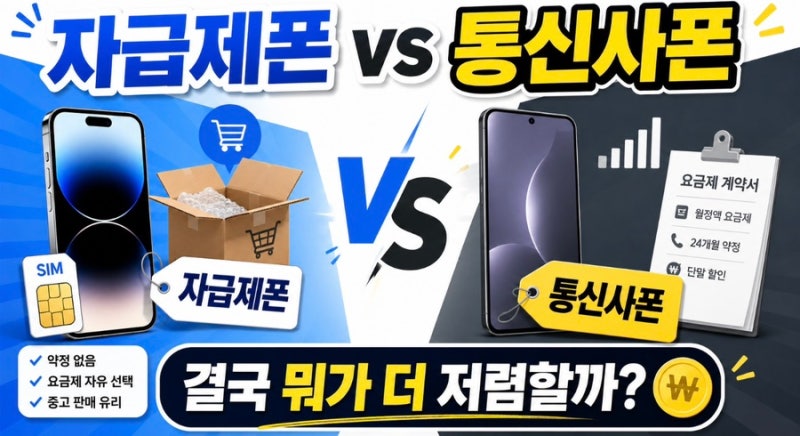 자급제폰 vs 통신사폰 차이 총정리, 결국 어떤 게 더 저렴할까?
