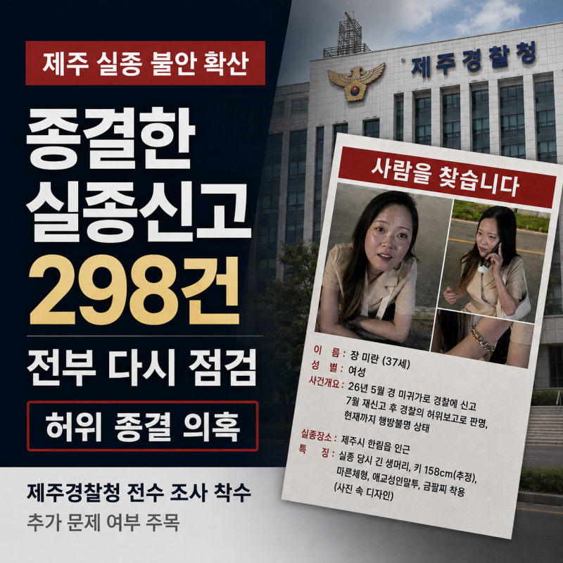 제주 실종 불안 확산…장미란 이어 또 시신 발견, 담당 경찰이 종결한 ‘298건’ 전부 다시 본....