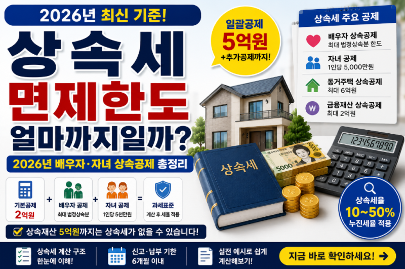 상속세 면제한도 얼마까지일까? 2026년 배우자·자녀 상속공제 총정리