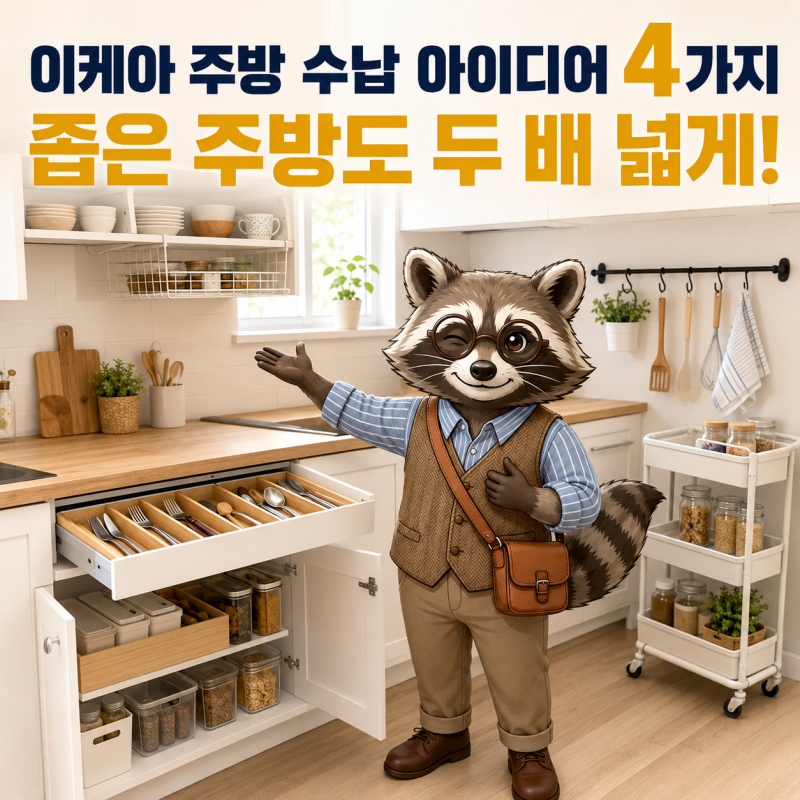 이케아 주방 수납 아이디어 4가지｜좁은 주방도 두 배 넓게 쓰는 정리법