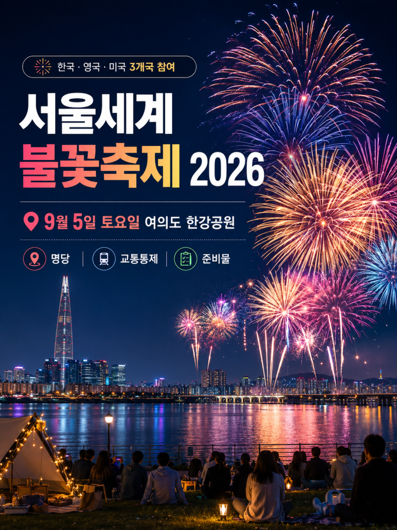 서울세계불꽃축제 2026 일정｜9월 5일 여의도 명당·교통통제·준비물
