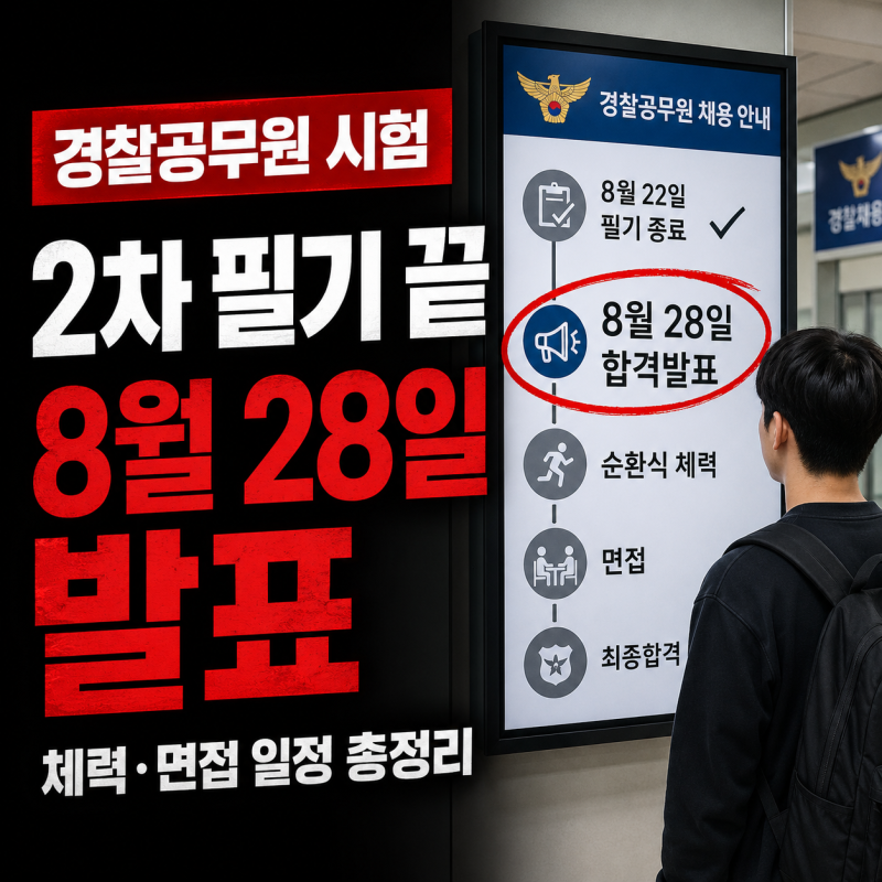 경찰공무원 시험, 2026 제2차 순경 필기 끝났다! 8월 28일 발표부터 순환식 체력·면접·최종합....