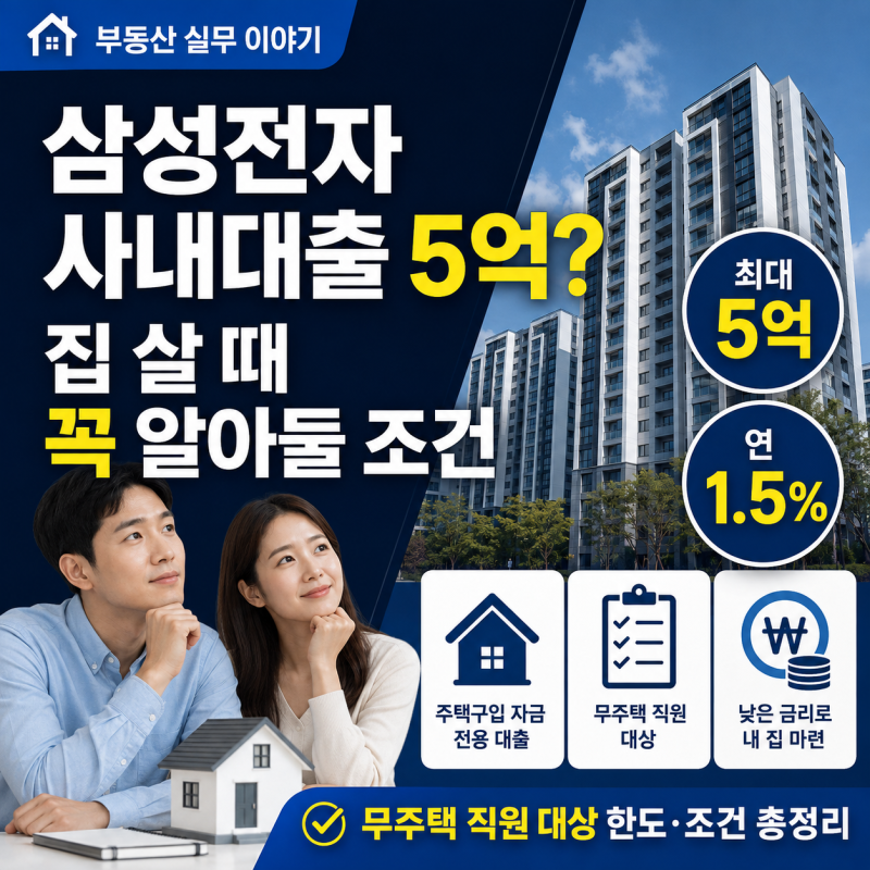 삼성전자 사내대출 5억 조건 총정리｜무주택 직원 집 살 때 꼭 알아둘 실무 포인트