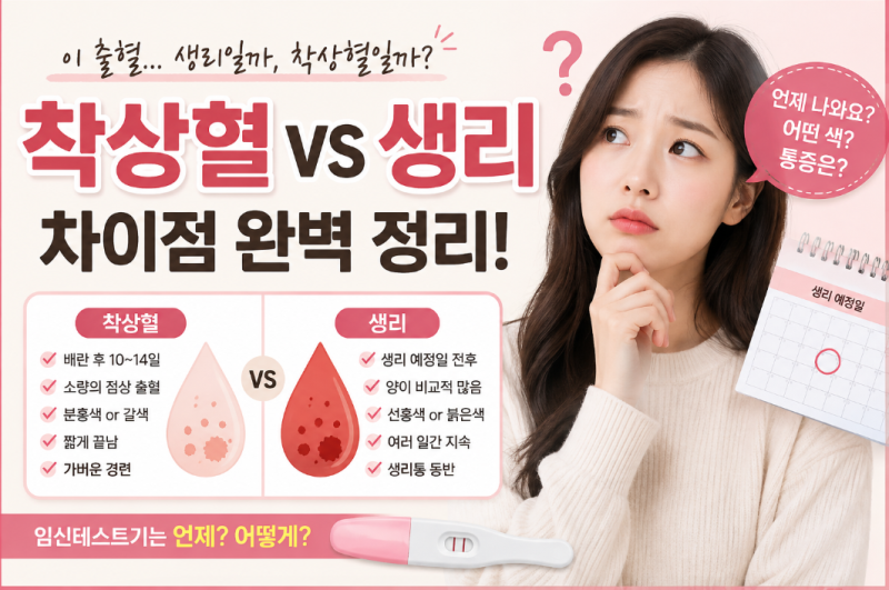 착상혈과 생리 차이점 , 나오는 시기 , 증상과 통증 살벼보기
