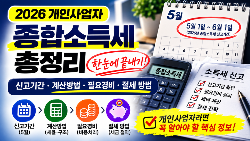 2026 개인사업자 종합소득세 총정리｜신고기간·계산방법·필요경비·절세 방법