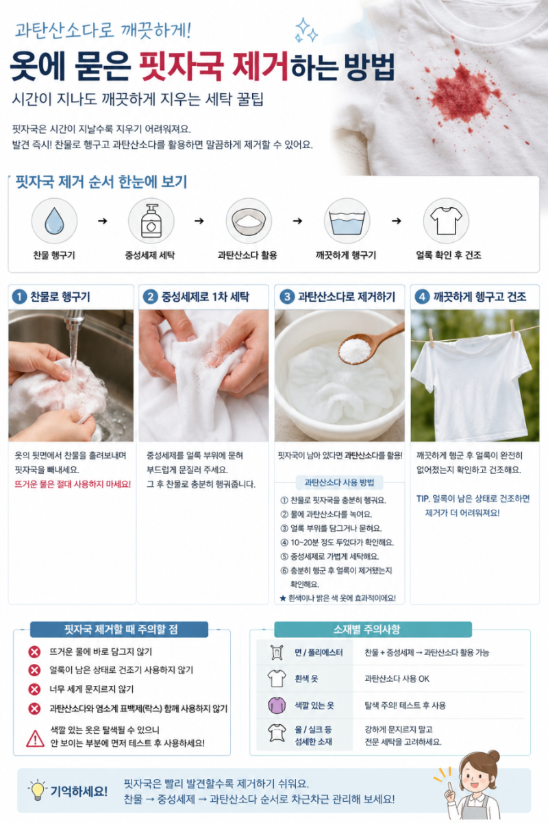 옷에 묻은 핏자국 제거 방법｜과탄산소다로 깨끗하게 지우는 세탁 꿀팁