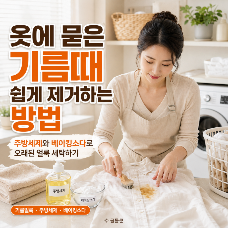 옷에 묻은 기름때 쉽게 제거하는 방법, 주방세제와 베이킹소다로 오래된 얼룩 세탁하기
