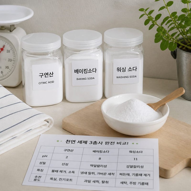 워싱소다 사용법 총정리 세탁 청소 찌든때 해결법, 구연산 베이킹소다 차이점
