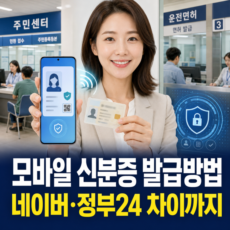 모바일 신분증 발급방법 총정리(+네이버·정부24 차이와 어플 등록 및 비용 준비물 사본 발급 ....