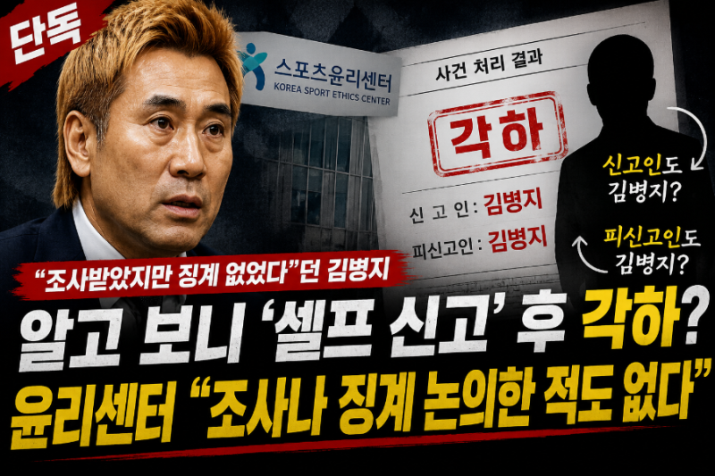 김병지 “조사받고 징계 없었다”더니…알고 보니 ‘셀프 신고 후 각하’? 윤리센터 입장 파....
