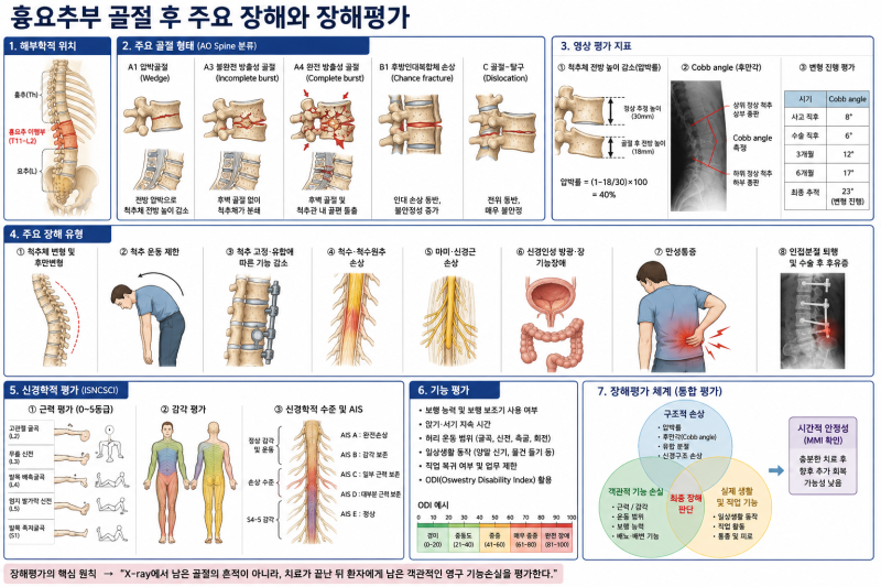 흉요추부 골절 후 주요 장해와 장해평가 방법｜압박률·Cobb angle·신경손상까지_Prepared by 서호....