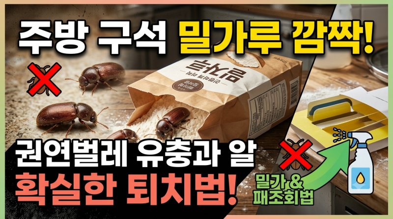 주방 구석 밀가루 봉지 열었다가 깜짝... 권연벌레 유충과 알, 확실하게 줄이는 퇴치법
