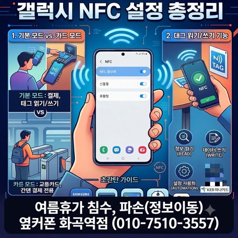 갤럭시 NFC 설정 방법·기본모드 카드모드 차이 /신월동 휴대폰성지