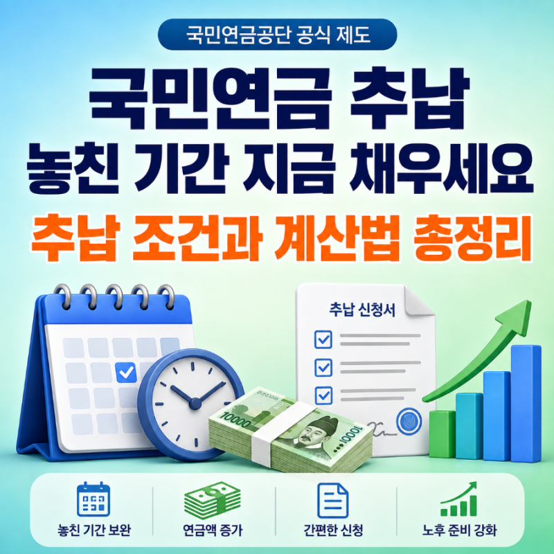 "1개월만 내도 평생 2배?" 국민연금 추납 조건과 계산법